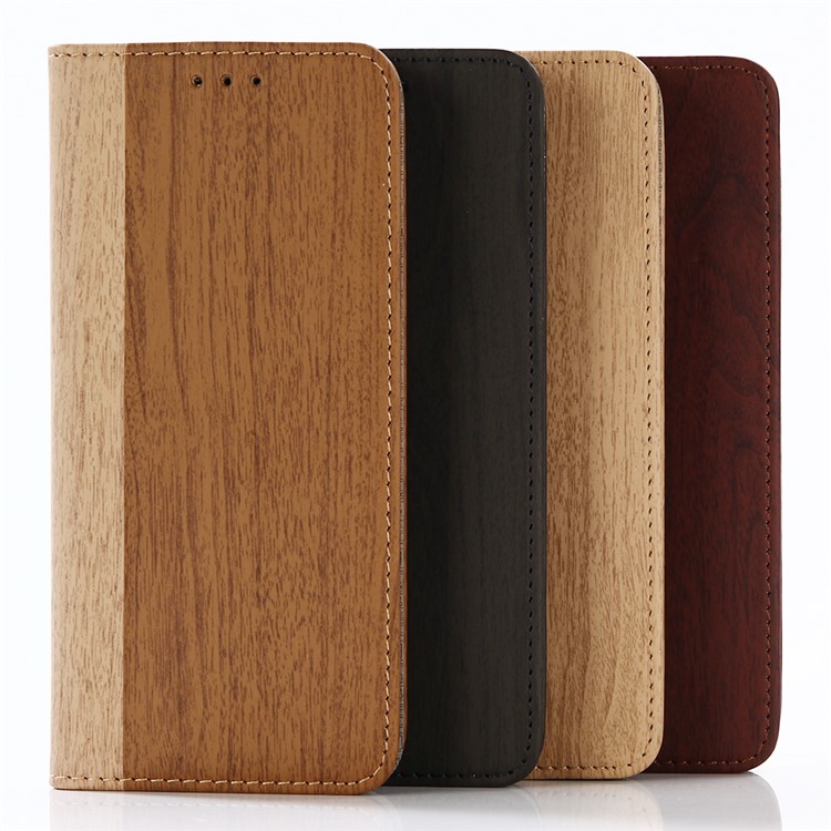 Wood Texture Magnetic Leather Wallet Cover for Samsung Galaxy S8 Plus G955 - Black-5