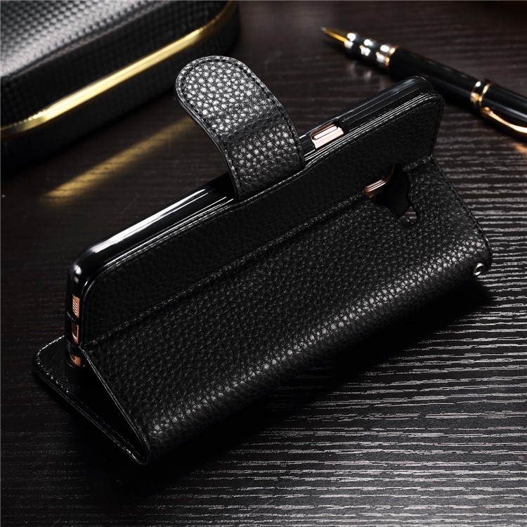 Splicing Leather Card Holder Stand Case for Samsung Galaxy A5 (2017) SM-A520F - Black-3