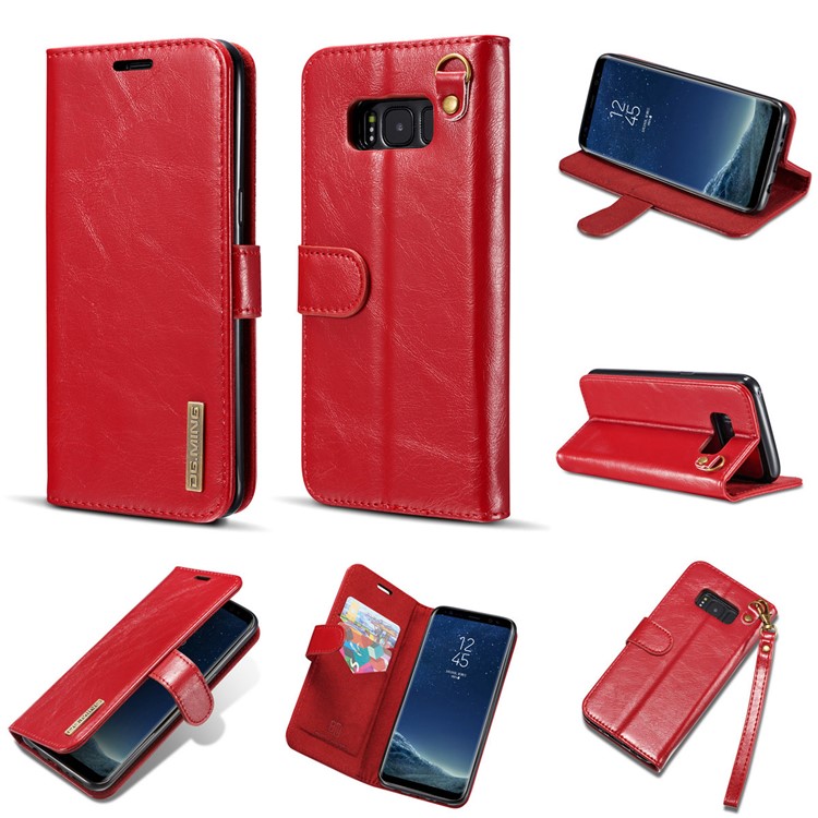 DG.MING Detachable 2-in-1 Genuine Leather Mobile Phone Case for Samsung Galaxy S8 Plus G955 - Red-1