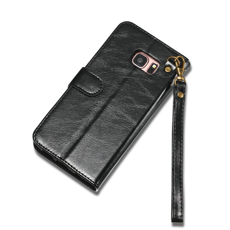 DG.MING Movable Inner Case 2-in-1 Genuine Leather Cover Stand for Samsung Galaxy S7 edge G935 - Black-10