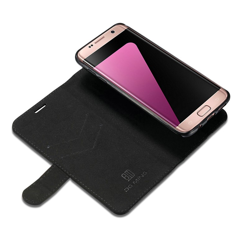 DG.MING Movable Inner Case 2-in-1 Genuine Leather Cover Stand for Samsung Galaxy S7 edge G935 - Black-11