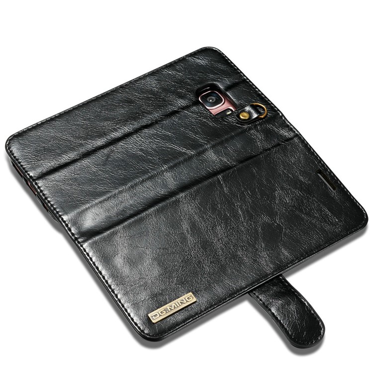 DG.MING Movable Inner Case 2-in-1 Genuine Leather Cover Stand for Samsung Galaxy S7 edge G935 - Black-12