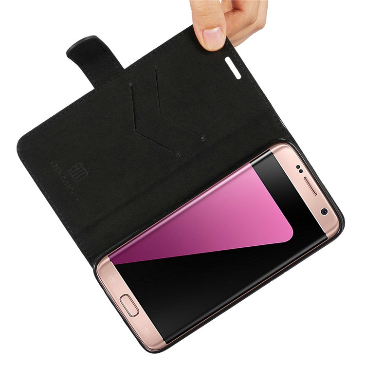 DG.MING Movable Inner Case 2-in-1 Genuine Leather Cover Stand for Samsung Galaxy S7 edge G935 - Black-15