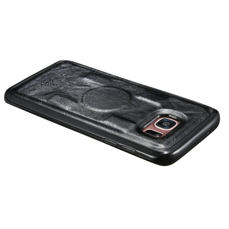 DG.MING Movable Inner Case 2-in-1 Genuine Leather Cover Stand for Samsung Galaxy S7 edge G935 - Black-16