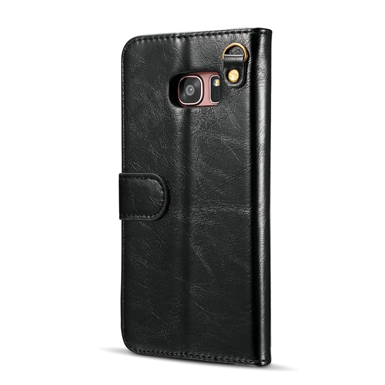 DG.MING Movable Inner Case 2-in-1 Genuine Leather Cover Stand for Samsung Galaxy S7 edge G935 - Black-4