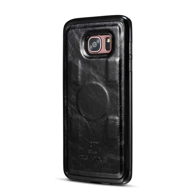 DG.MING Movable Inner Case 2-in-1 Genuine Leather Cover Stand for Samsung Galaxy S7 edge G935 - Black-5