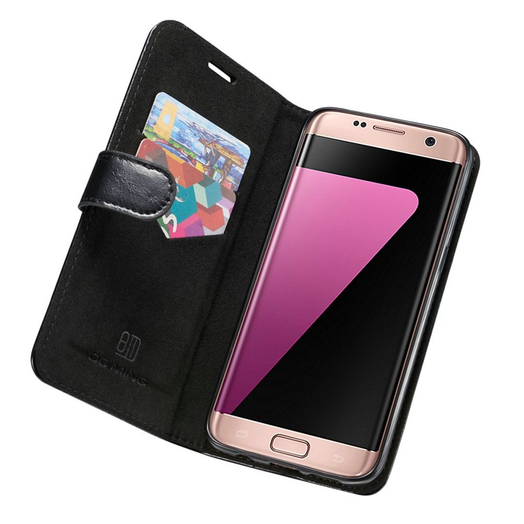 DG.MING Movable Inner Case 2-in-1 Genuine Leather Cover Stand for Samsung Galaxy S7 edge G935 - Black-7