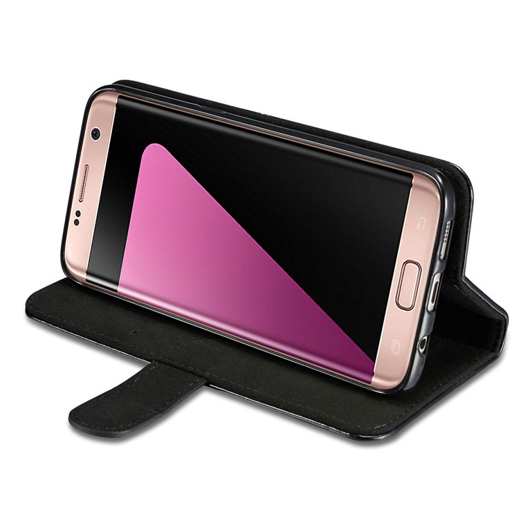 DG.MING Movable Inner Case 2-in-1 Genuine Leather Cover Stand for Samsung Galaxy S7 edge G935 - Black-8