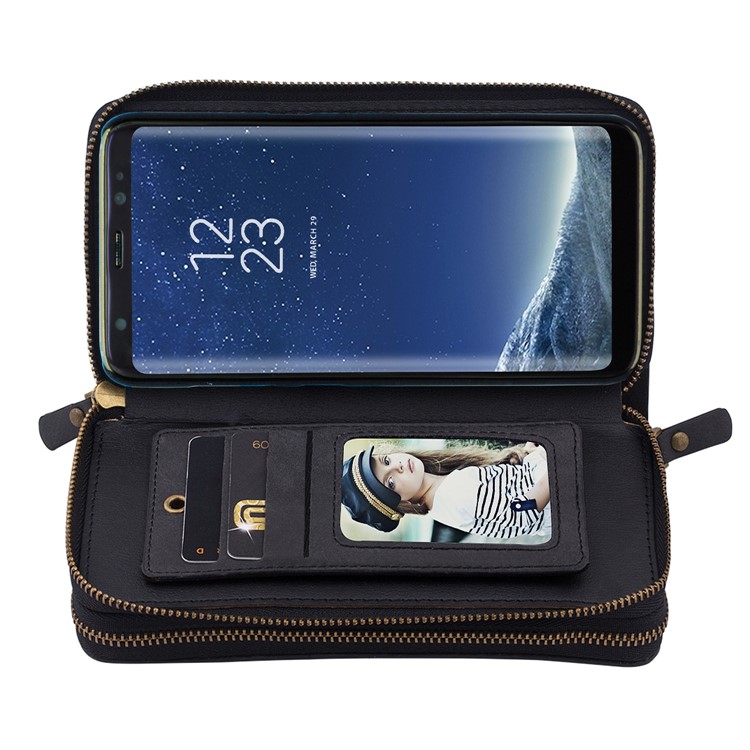 Leather Wallet + Detachable TPU Back Case for Samsung Galaxy S8 SM-G950 - Black-11