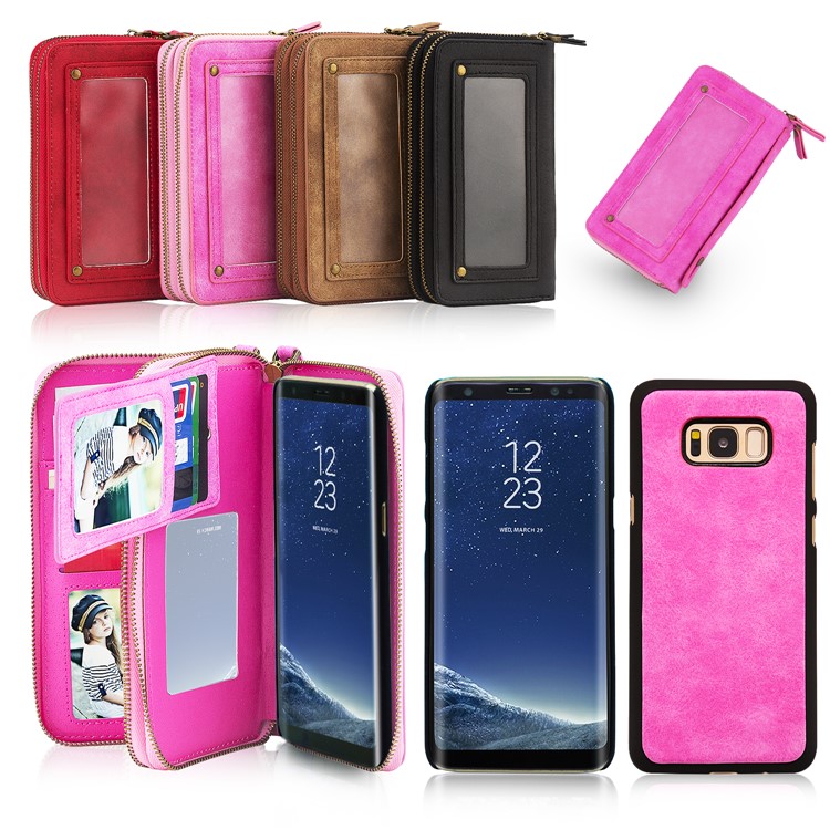 Leather Wallet + Detachable TPU Back Case for Samsung Galaxy S8 SM-G950 - Black-18