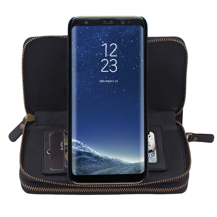 Leather Wallet + Detachable TPU Back Case for Samsung Galaxy S8 SM-G950 - Black-4