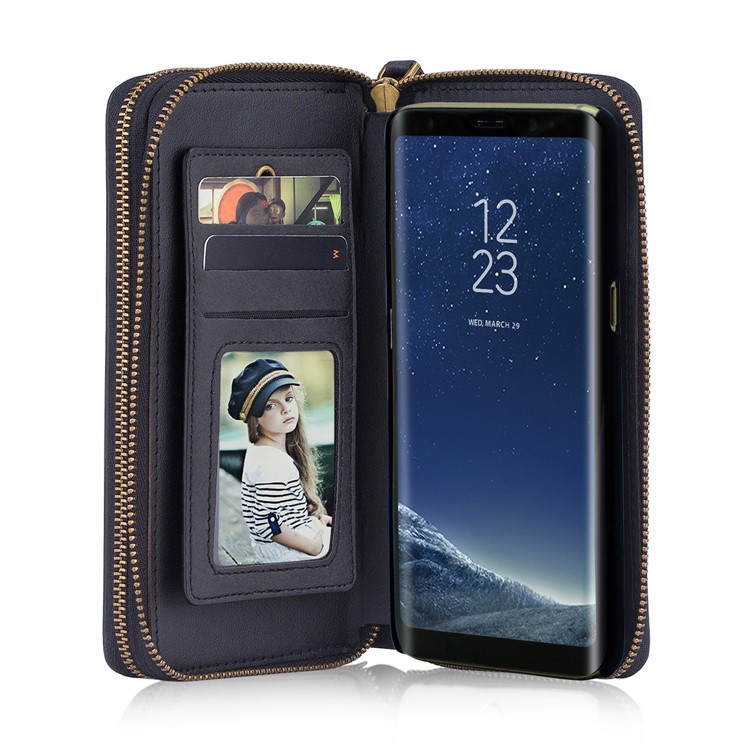 Leather Wallet + Detachable TPU Back Case for Samsung Galaxy S8 SM-G950 - Black-5