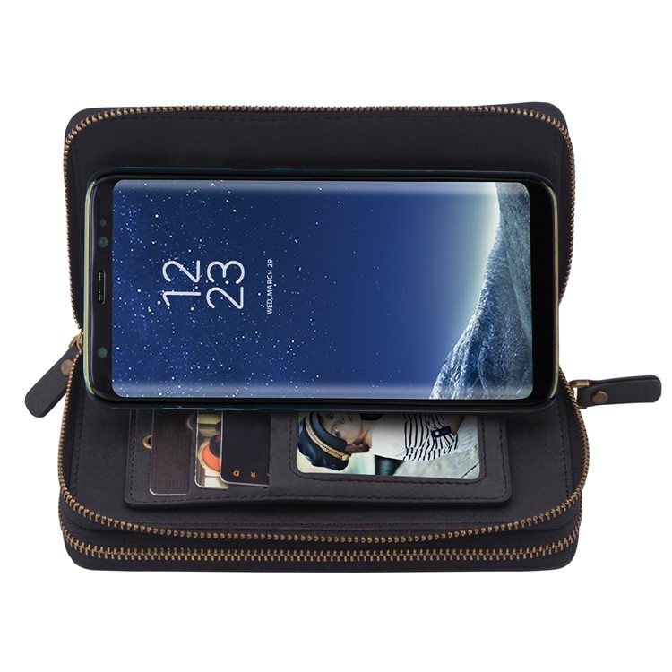 Leather Wallet + Detachable TPU Back Case for Samsung Galaxy S8 SM-G950 - Black-9