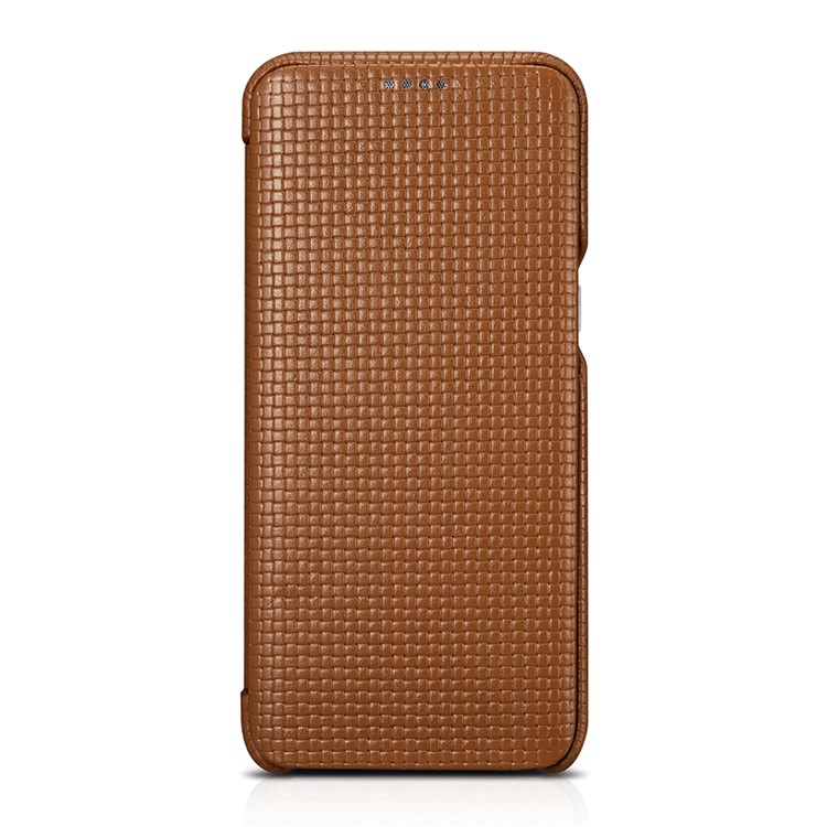 ICARER Woven Pattern Cowhide Leather Phone Cover for Samsung Galaxy S8 Plus G955 - Brown-4