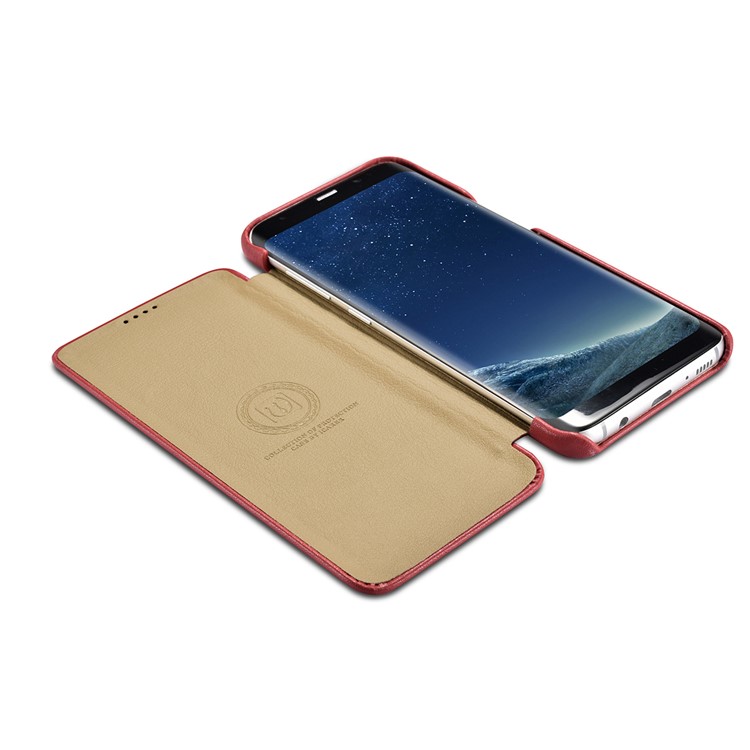 ICARER Curved Edge Luxury Series Genuine Leather Flip Case for Samsung Galaxy S8 SM-G950 - Red-10