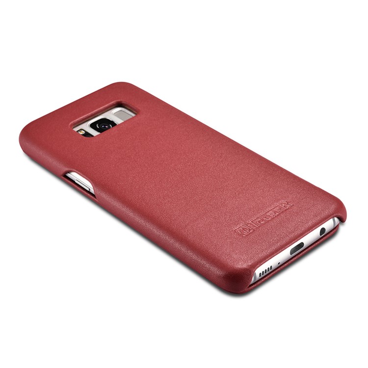 ICARER Curved Edge Luxury Series Genuine Leather Flip Case for Samsung Galaxy S8 SM-G950 - Red-11
