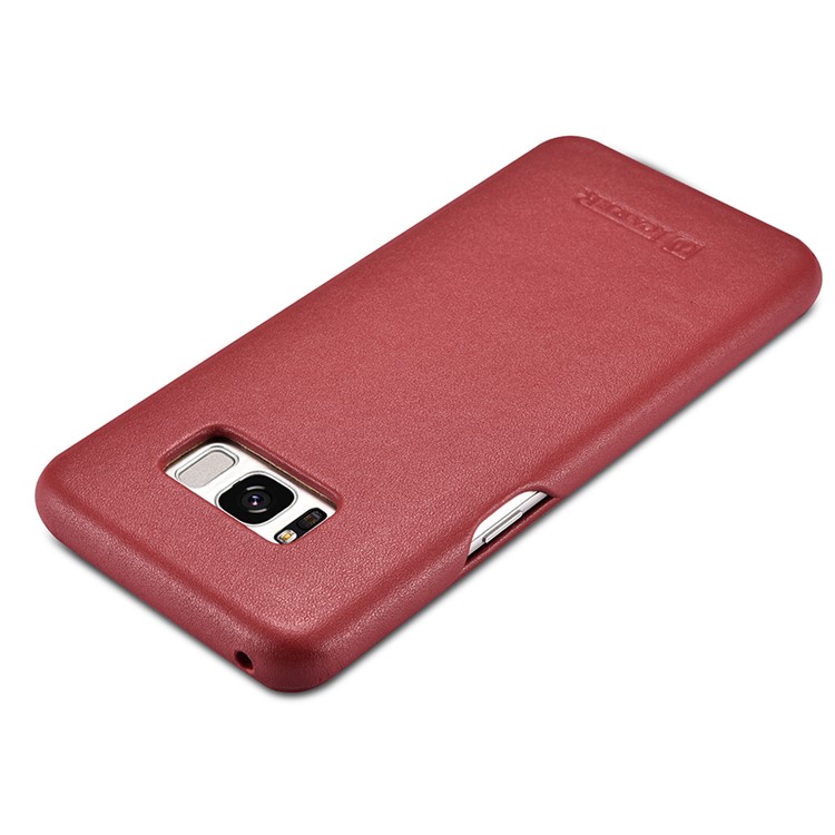ICARER Curved Edge Luxury Series Genuine Leather Flip Case for Samsung Galaxy S8 SM-G950 - Red-12