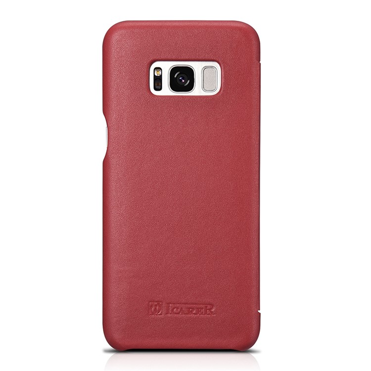 ICARER Curved Edge Luxury Series Genuine Leather Flip Case for Samsung Galaxy S8 SM-G950 - Red-5
