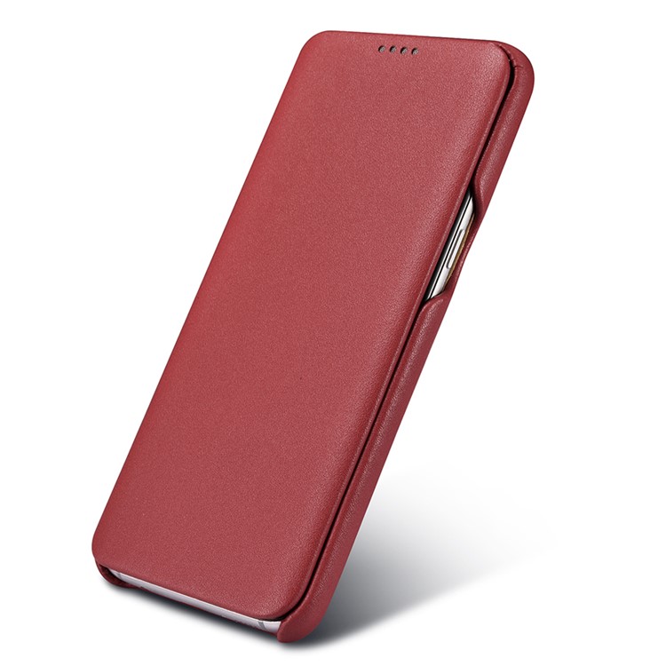 ICARER Curved Edge Luxury Series Genuine Leather Flip Case for Samsung Galaxy S8 SM-G950 - Red-6