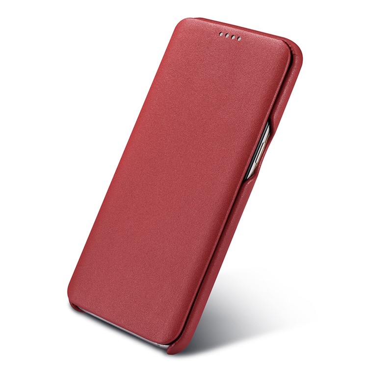 ICARER Curved Edge Luxury Series Genuine Leather Flip Case for Samsung Galaxy S8 SM-G950 - Red-7