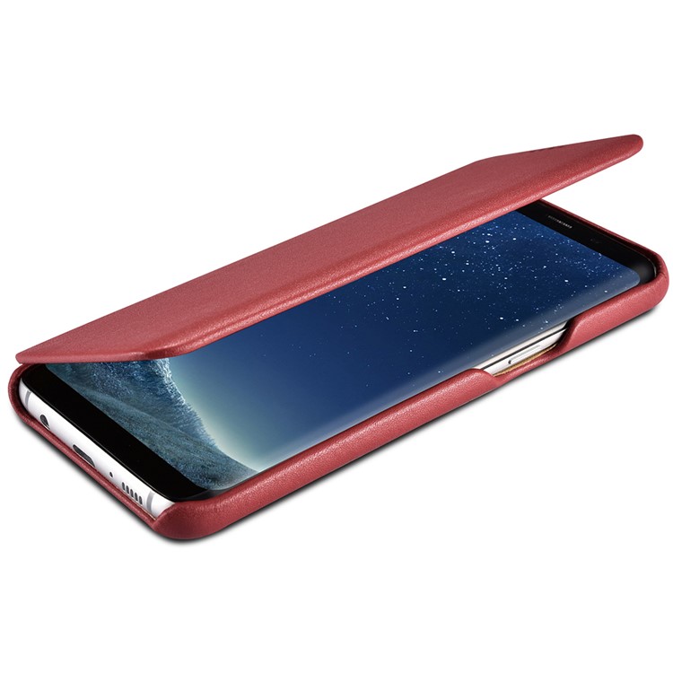 ICARER Curved Edge Luxury Series Genuine Leather Flip Case for Samsung Galaxy S8 SM-G950 - Red-8