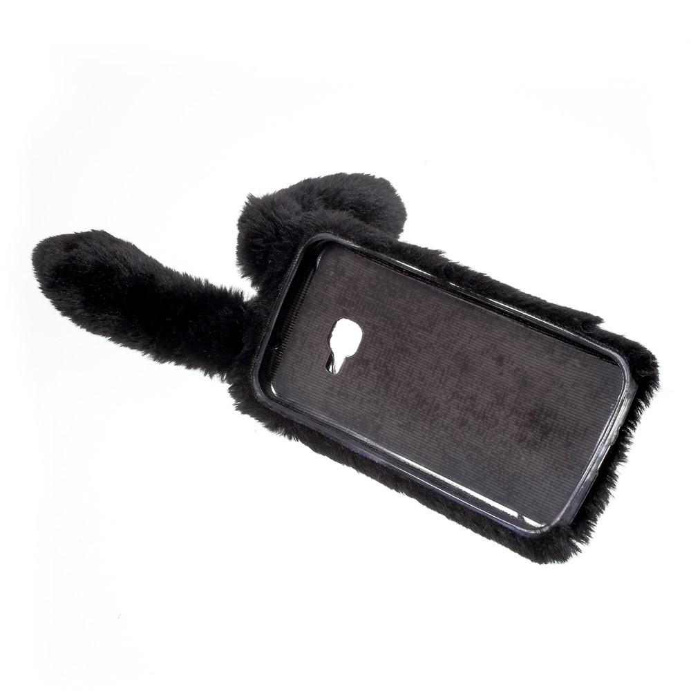 Bunny Shape Rhinestone Fluffy Warm Fur TPU Case for Samsung Galaxy Xcover 4 - Black-5