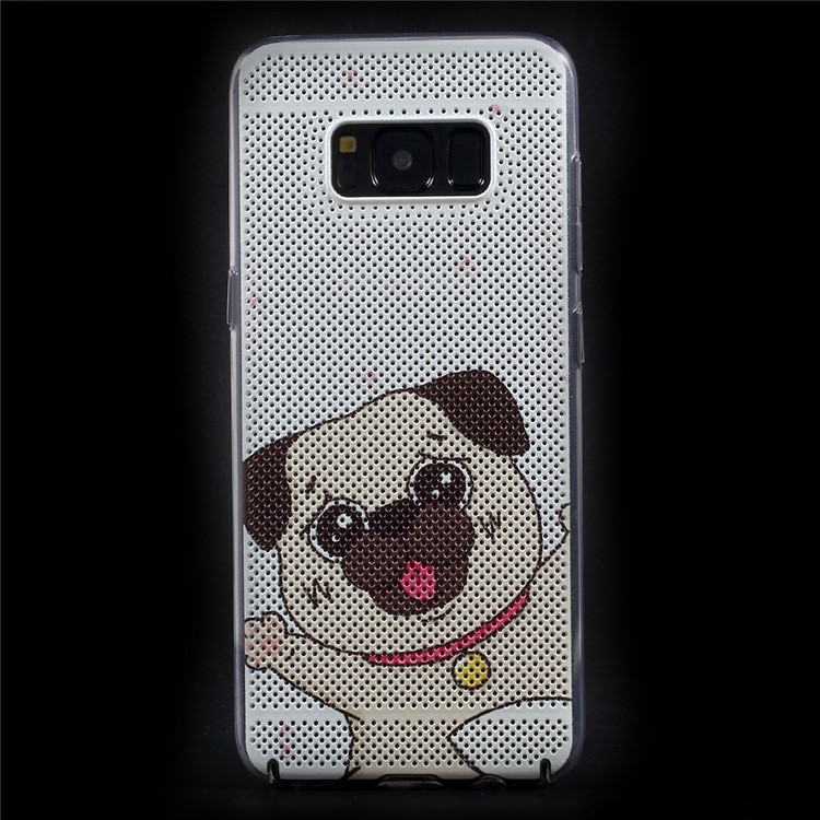 Hollow Mesh Pattern Printing PC Phone Hard Cover for Samsung Galaxy S8+ SM-G955 - Cute Dog-2