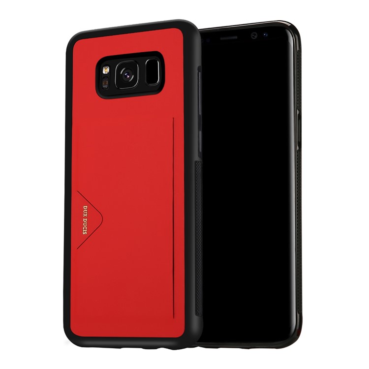 

DUX DUCIS Pocard Series Card Slot PU Leather Skin TPU Phone Cover for Samsung Galaxy S8 SM-G950 - Red