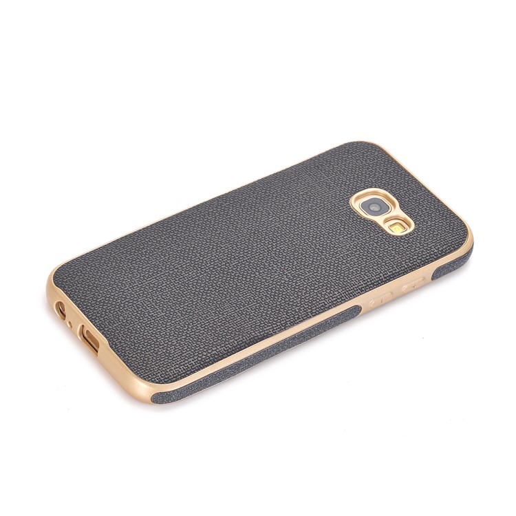 Jeans Cloth Texture PU Leather Coated TPU Soft Case for Samsung Galaxy A5 (2017) SM-A520F - Grey-4