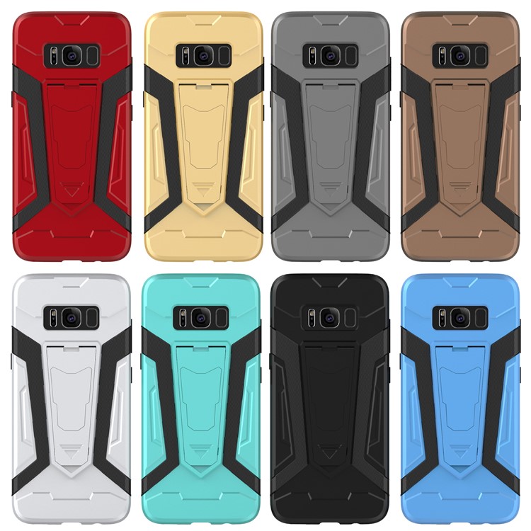 Armor Plastic TPU Cell Phone Case with Kickstand for Samsung Galaxy S8 G950 - Black-2