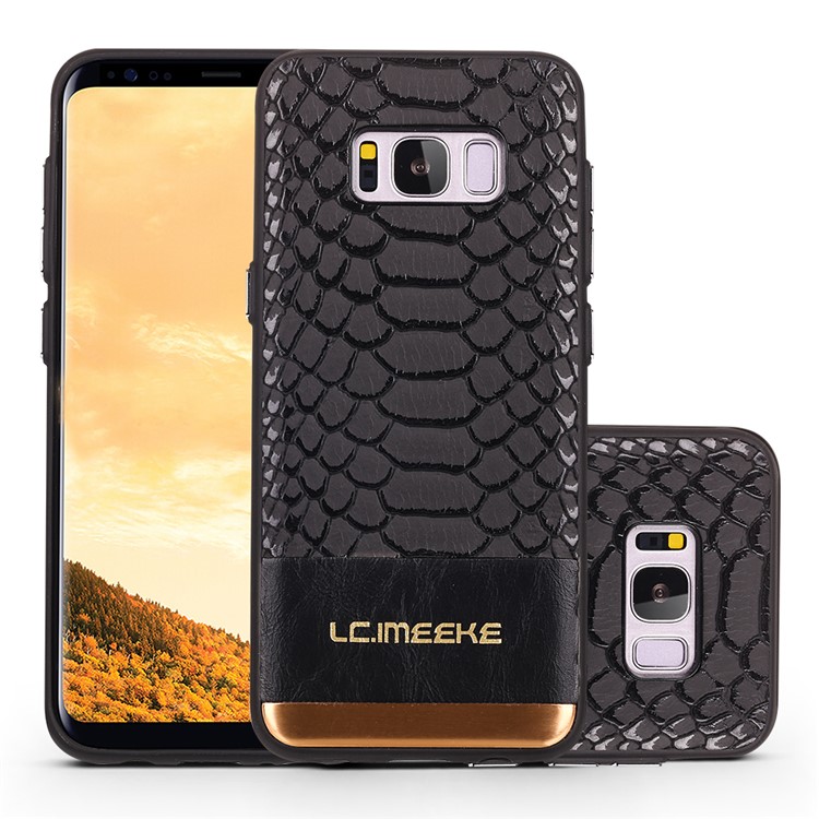 LC.IMEEKE Crocodile Texture PU Leather Coated TPU Case for Samsung Galaxy S8 Plus G955 - Black-1