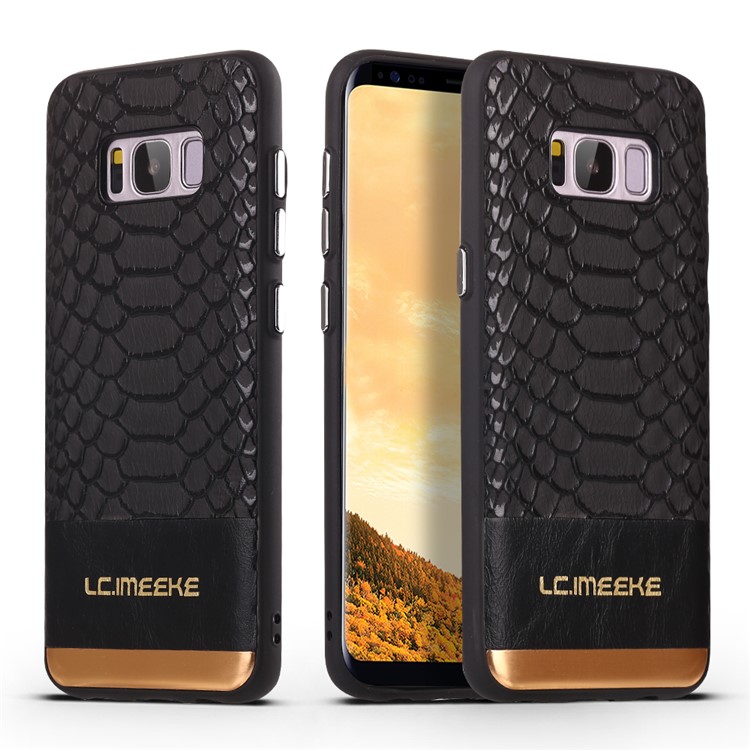 LC.IMEEKE Crocodile Texture PU Leather Coated TPU Case for Samsung Galaxy S8 Plus G955 - Black-2