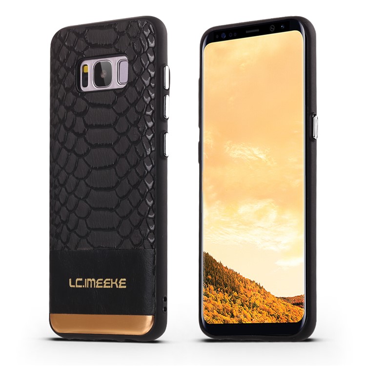 LC.IMEEKE Crocodile Texture PU Leather Coated TPU Case for Samsung Galaxy S8 Plus G955 - Black-3