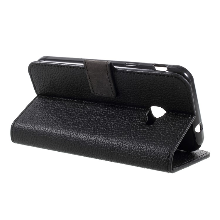Litchi Texture Leather Wallet Stand Phone Case for Samsung Galaxy Xcover 4 - Black-5
