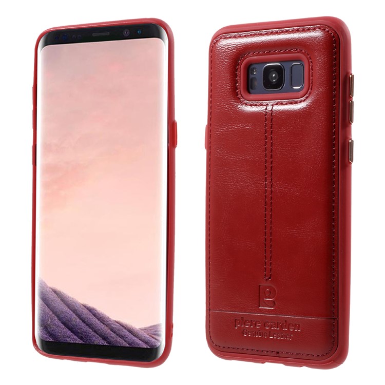 Leather Coated Soft TPU Phone Case Accessory for Samsung Galaxy S8+ SM-G955 - Red-1