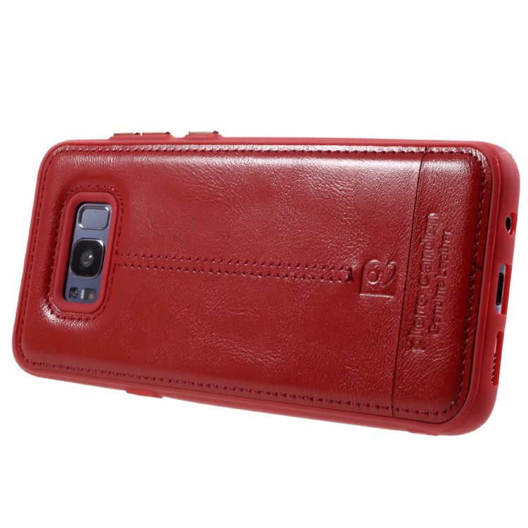 Leather Coated Soft TPU Phone Case Accessory for Samsung Galaxy S8+ SM-G955 - Red-3