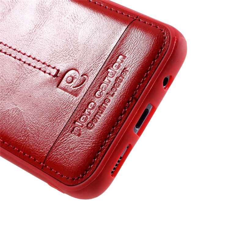 Leather Coated Soft TPU Phone Case Accessory for Samsung Galaxy S8+ SM-G955 - Red-4