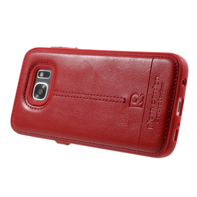 Leather Coated Soft TPU Phone Cover for Samsung Galaxy S7 G930 - Red-3
