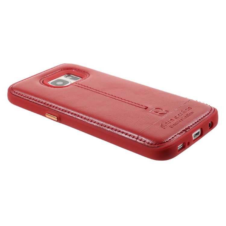 Leather Coated Soft TPU Phone Cover for Samsung Galaxy S7 G930 - Red-4