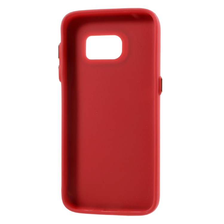 Leather Coated Soft TPU Phone Cover for Samsung Galaxy S7 G930 - Red-5