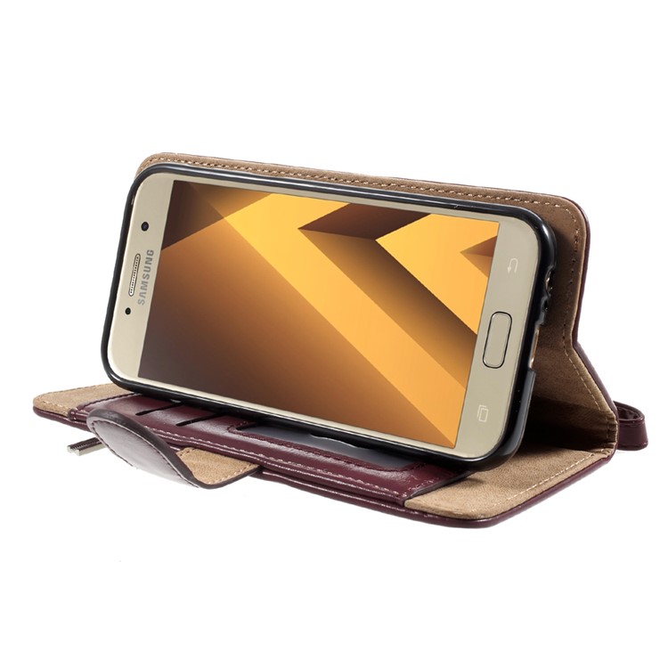 Leather Wallet + Detachable TPU Back Case for Samsung Galaxy A5 (2017) SM-A520 - Wine Red-4