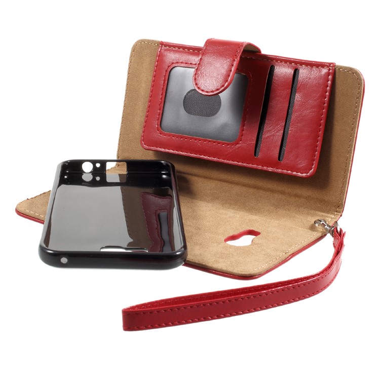 Leather Wallet + Detachable TPU Back Case for Samsung Galaxy A7 (2017) SM-A720 - Red-12