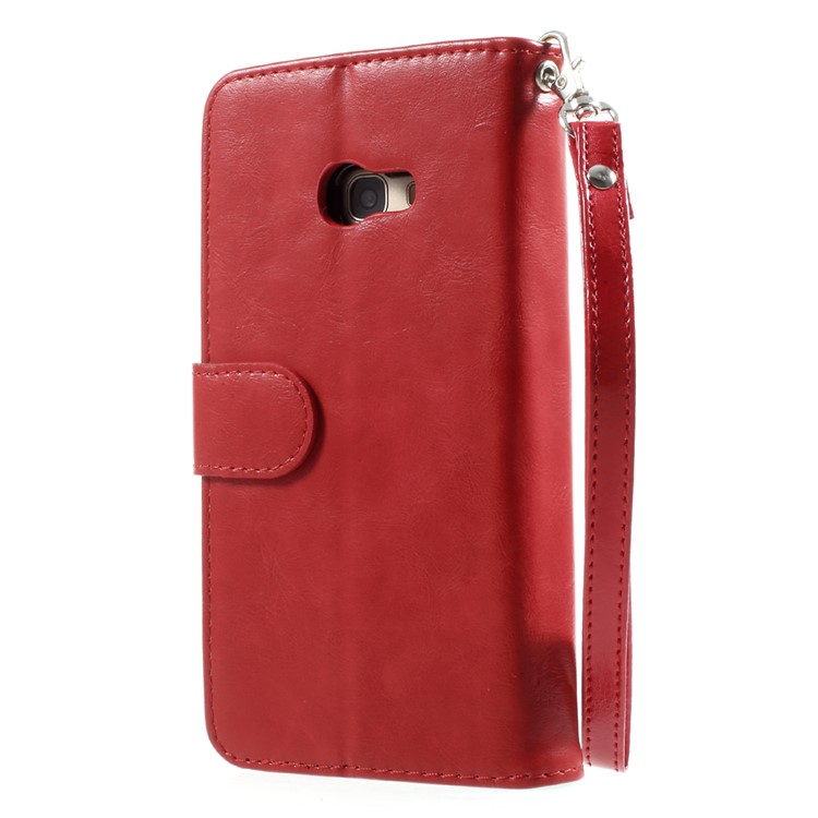 Leather Wallet + Detachable TPU Back Case for Samsung Galaxy A7 (2017) SM-A720 - Red-3