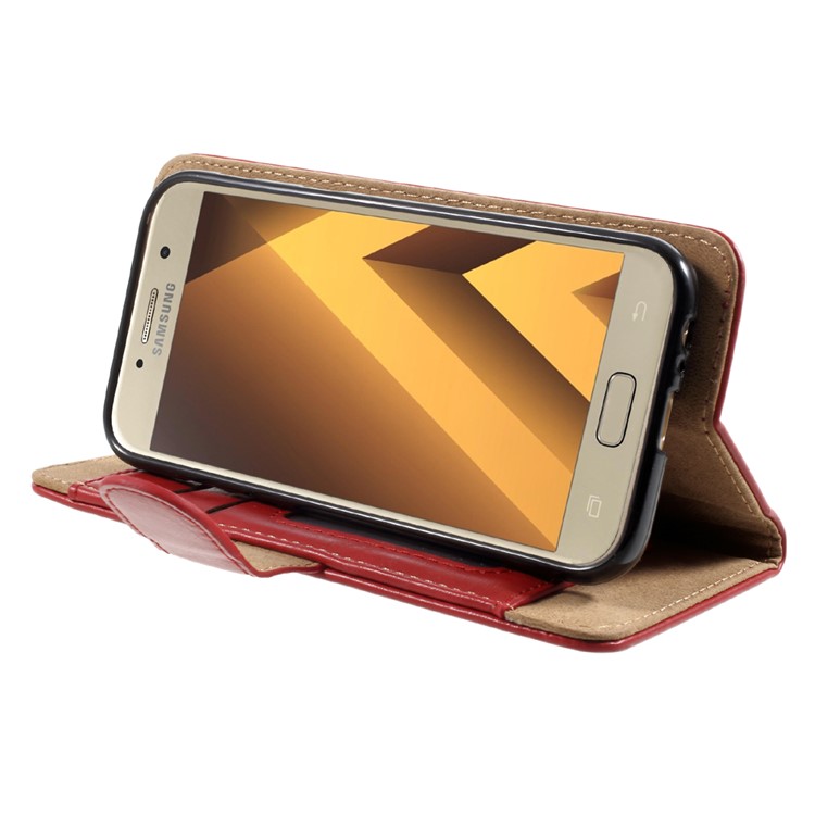 Leather Wallet + Detachable TPU Back Case for Samsung Galaxy A7 (2017) SM-A720 - Red-4