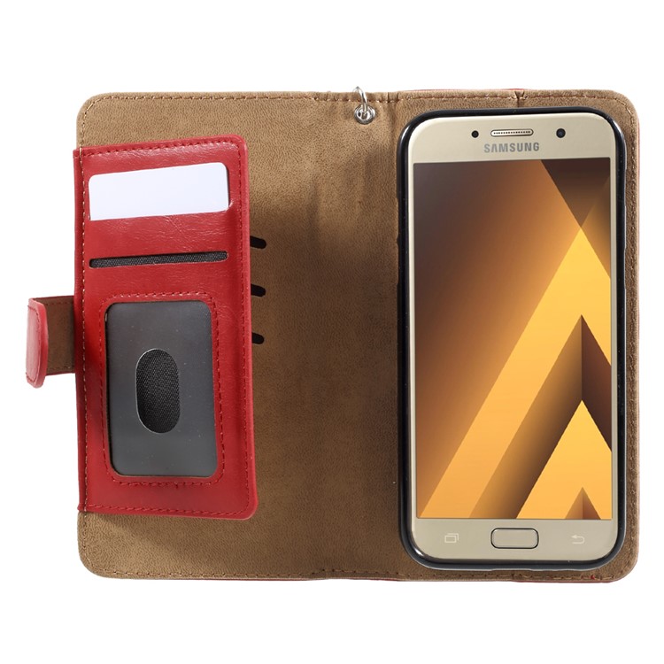Leather Wallet + Detachable TPU Back Case for Samsung Galaxy A7 (2017) SM-A720 - Red-6
