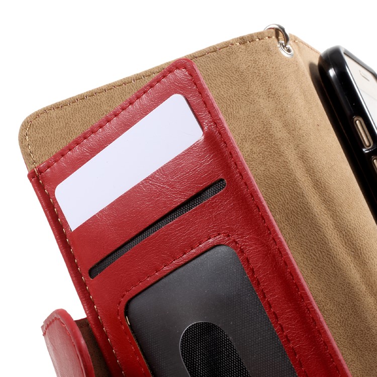 Leather Wallet + Detachable TPU Back Case for Samsung Galaxy A7 (2017) SM-A720 - Red-7