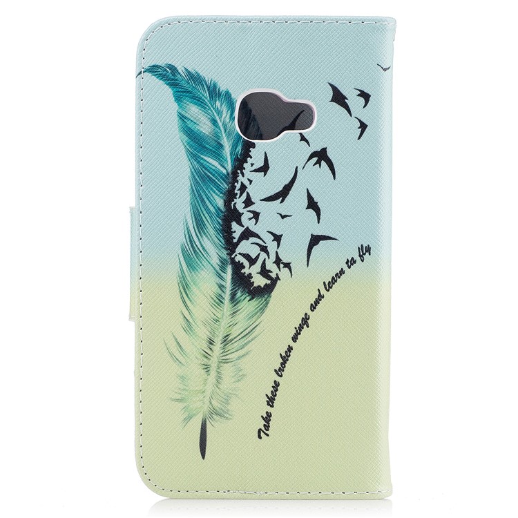 Pattern Printing Wallet Leather Phone Shell with Stand for Samsung Galaxy Xcover 4 SM-G390F - Feather Pattern-3