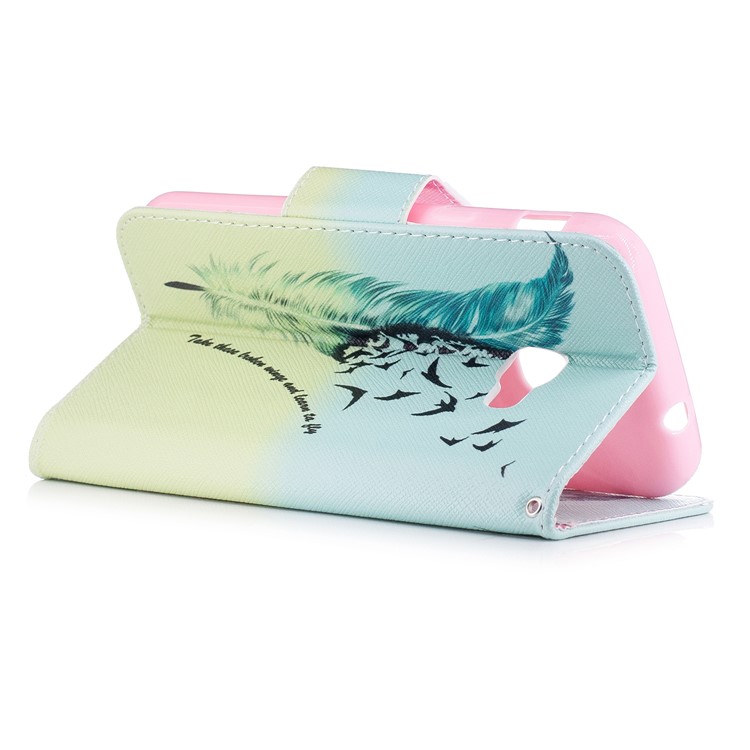 Pattern Printing Wallet Leather Phone Shell with Stand for Samsung Galaxy Xcover 4 SM-G390F - Feather Pattern-4