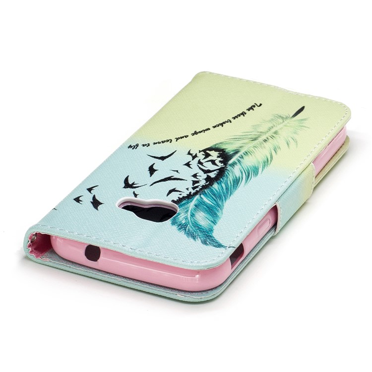 Pattern Printing Wallet Leather Phone Shell with Stand for Samsung Galaxy Xcover 4 SM-G390F - Feather Pattern-7