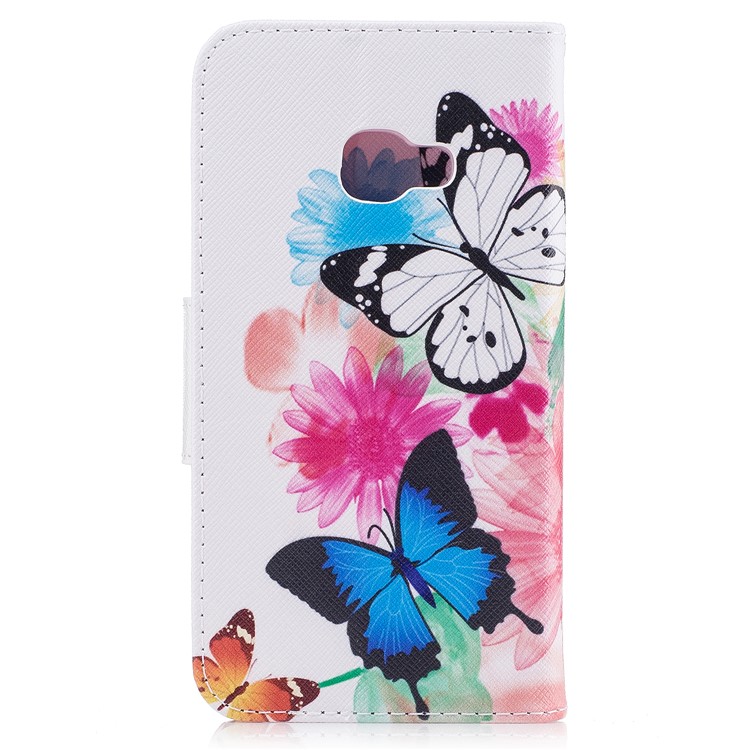 Padrão de impressão de carteira de couro dobrável invólucro móvel para Samsung Galaxy Xcover 4 SM-G390F - borboleta e flores-3